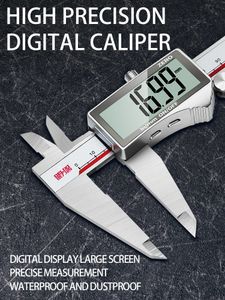 Messschieber, digitaler Messschieber aus Metall, Messschieber aus Edelstahl, elektronisches Mikrometer, Lineal, Tiefenmesswerkzeug, Messgerät, Instrument 230620