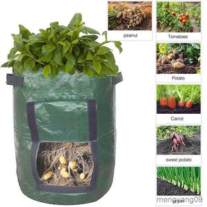 Vasos para plantas 3/5/7/10 galões Sacos para cultivo de plantas PE Sacos para cultivo de flores vegetais com alça Cebola Plantador para cultivo de batatas Vasos de jardim ao ar livre R230620