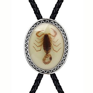 Papillon in pietra naturale Scorpione bolo cravatta per uomo Cowboy indiano western cowgirl corda in pelle cravatta in lega di zinco p230619