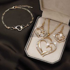 Anhänger Halsketten 2023 Luxus Einfache Große Kleine Hohle Doppelte Herzförmige Halskette Exquisite Kristall Zirkon Anhänger Kette Frauen Hochzeit Schmuck J230620