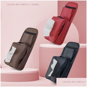 Car Organizer Leather Seat Side Hanging Storage Bag Driving Tissue Box Pocket Universal Phone Card Holder Drop Delivery Automobiles Dhque