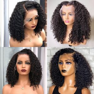 Deep Wave Frontal Wig 13x4 HD Transparenta spetsar för kvinnor Curly Human Hair Wigs Brazilian T-Part Water Wave Spets Front Wig Wig