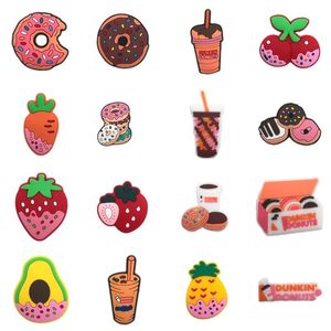 Peças de sapatos acessórios Donut Charms For Boys Kids Teens Girls Pvc Clog Pins Cute Pack Decoration Slides Sandals Bracelet Wristband D Otxbc