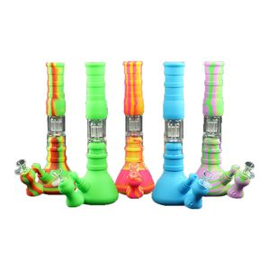 Hookahs Silicone YHS Three Layer Filtration Water Pipe Dab Rig Hookah Bong Beaker Glass Shisha