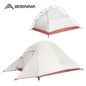Tents and Shelters BISINNA Ultralight Camping Tent Backpack Tent 20D Nylon Waterproof Outdoor Hiking Travel Tent Cycling Tent 1-2 Person 230619