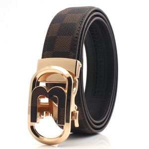 European and American Belt Men's Automatic Buckle High-End Letter Plaid Belt Business Men's Suit Pant Belt factory outlet