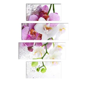 4PCS Moth Orchid Flowers Canvas Wall Art oil painting Home Decoration for Living Room L230620