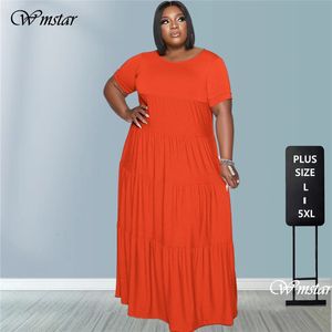 Plus size Dresses Wmstar Plus Size Dresses for Woman Summer Clothes Loose Stretch Elegant Casual Maxi Elegant Dress Wholesale Drop 230620