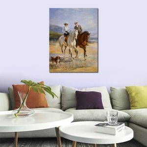 ハイウッドの馬の肖像画によるハンドペイントされたキャンバスアートカップルミーティングランドスケープ風景の質の良い品質