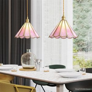 Pendant Lamps Pink Chandelier For Girls Nordic Creative Copper Lighting Bedroom Bedside Lamp Adjustable Restaurant Lights Luces Led