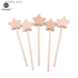 Let's Make Baby Toys Beech Wooden Star Wooden Magic Wand Wood Teething Rodent Nursing Gifts Montessori Toys Play Gym Rattles L230518