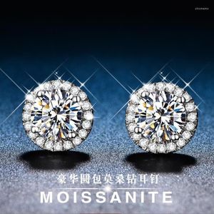 Orecchini a bottone Moissanite certificato 2CT per donna Placcatura in platino Argento sterling Diamante Ear Brincos Wedding Fine Jewelry