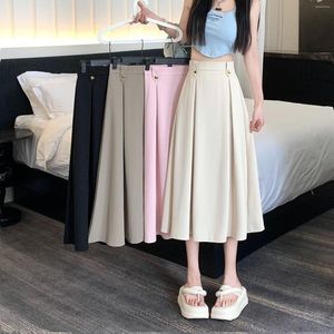 Skirts Pleated Long Skirt Korean Style 2023 Autumn Women's Clothing Korea Stylish Summer Clothes Vintage Y2k Fashion Harajuku