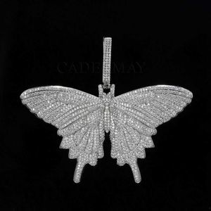 Cadermay Customized S925 Ice Out d Vvs Butterfly Hiphop Moissanite Pendant Pass Diamond Tester Pendant Necklace