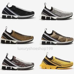 Designer Shoes Sorrento Casual Sneakers Stretch Mesh Trainers With Rhinestones Crystals Mens Slip-on Sneaker Black White Red Glitter Flat Shoes