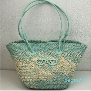 52cm Large Tote Color Straw Beach Shoulder Shopping Bags Basket Handbags Designer Women Weave Hand Bags