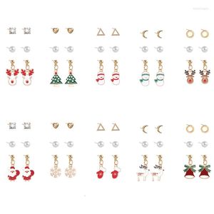 Studörhängen julserie Set Bells Snowflake Tree Animal Forma Temperament Kvinna 2023 Fashion Jewelry Gift Direct Sales