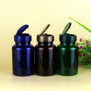 Pacote de pílulas medicinais portáteis de plástico verde/azul/marrom de 120 ml, frasco recarregável de comprimidos/cápsulas vazias convenientes de 120 cc F1360 Lwjgx