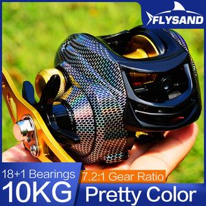 Bęk przynęty Flysand 10 kg Max Drag Magnetyczne Brake Baitcast Reel 18 1BB 7.2 1 Współczynnik przekładni metalowa szpula połowowa płytka głęboka linia 230619