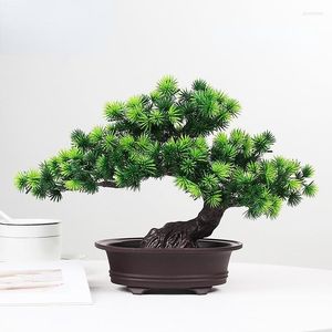 Dekorativa blommor Simulering Fake Flower Potted Decoration Tree Welcome Pine Plastic Bonsai Indoor Green Plant