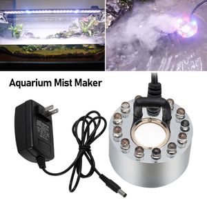 Decorations 12 LED Atomizer Colorful Light Ultrasonic Misting Maker Water Fountain Pond Landscaping Fogger Air Humidifier Aquarium 230620