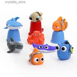 Finding Nemo Baby Bath Toys Kids Funny Soft Rubber Float Spray Water Squeeze Toys Tub Rubber Bathroom Play Animals For Children L230518