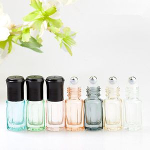 3 ml achteckige dicke Glasrolle auf Flasche ätherisches Öl leere Parfümflasche mit schwarzem Deckel schneller Versand F404 Citug