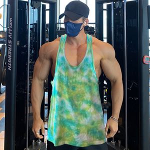 Herrtankstoppar sommar camo y bak gym strarning tank top män mesh träning kläder kroppsbyggande ärmlös skjorta fitness väst muskel singlets 230620