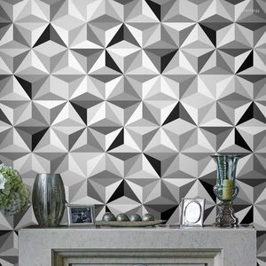 Wallpapers Nordic Ins 3D Geometric Wallpaper Black Grey White Wall Paper Modern Stripes Triangles Pattern Bedroom Living Room Home Decor