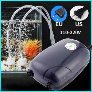 Luftpumpar tillbehör Aquarium Pump Fish Tank Mini Compressor Single Double Outlet med Check Tube Aquatic 220V 3W 5W 230620