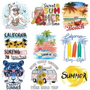 Notions Summer Letters Iron on Patchs for Clothing Women Men DIY Heat Transfer Stickers for Clothes T-Shirt Jeans Mochilas Thermal Transfers Decalques laváveis