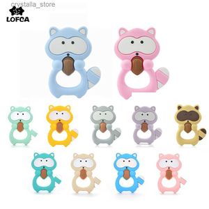 1pc راكون سيليكون Teether Toys Accessories Infant Toys Toys Raccoon Silicone Beads Soft Teether DIY Baby Beaby L230518