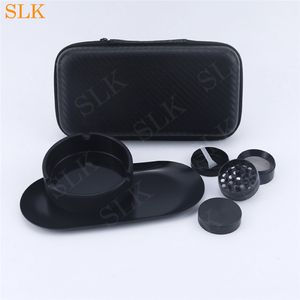 Hot sales Smoking accessories set Packing box Stainless steel metal rolling tray Round Ashtray 40mm tobacco herb grinder 4 in 1 accessories kits