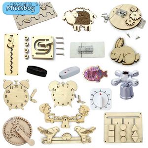 Busy Board Crib Pet Cradle Bottom Plate DIY Accessories Seesaw Switch Valve Wood Chips Square Round Educational Toy For Children L230518