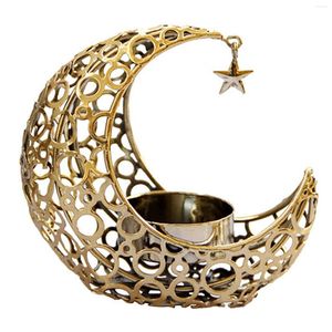 Candle Holders Dining Room Eid Ornament Thanksgiving Tea Light Moon Shape Retro Candlestick Holder Art Craft For Table Decor Bedroom