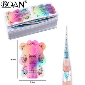 Outros Itens BQAN 100300 Unhas Francesas Form Tips Marmorização Art Tools 24 Desenhos Acrílico Curvo Unhas Postiças Guia Forms 230619