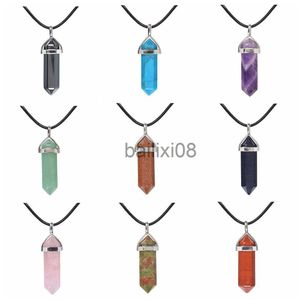 Pendant Necklaces JOYA GIFT Hexagonal Pointed Reiki Chakra Stone Pendant Neckle Women Girl Jewelry 18inch Chain chunky Pendants J230620