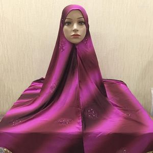 Bufandas musulmanas de gran tamaño Pray Instant Hijab Bufanda Flores sólidas Túnica larga Malasia Womsen Wrap Turban Islámico Pañuelo Sombrero Amila Shawl