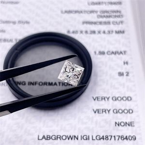 Loose Diamonds Tianyu Gems 159CT Princess Cut H SI2 Laborn Diamond CVD 640628437mm Sparkling White Factory Made Prezenty 230619