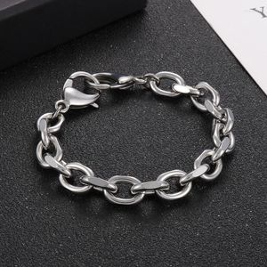 Link Bracelets Fongten Stainless Steel Curb Bracelet For Men Silver Color "O" Figaro Chain Wristband Male Charm Hip Hop Jewelry