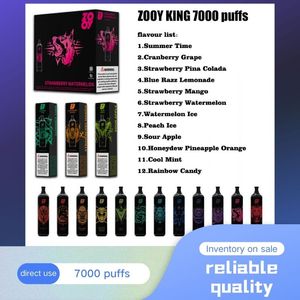 Vaper Zooy King Puffs 7000 Одноразовые E-сигареты Тип-C Перезаряжаемая дополнительная вкусовая вейп.