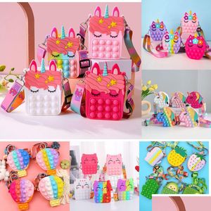 Bolsa Fofo Saco De Brinquedo Pop Fidget Brinquedos Dos Desenhos Animados Bolha Crossbody Shoder Sacos Presentes de Aniversário Para Crianças Meninas Drop Delivery Bebê Maternidade A Dhk1U