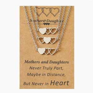 Chains 2023 Stainless Steel Heart Shaped Pendant Necklace Versatile Mother's Day Parent Child Card Handmade Collar Chain