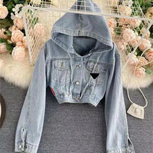 Triangle Brand Prd Jacket Womens Jackets Denim Coat Wash Blue Designer Womens Button Letters Shirts Woman Jackets Triangle Jacket 1689