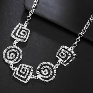 Chains 925 Sterling Silver 18 Inch Hollow Thread Pendant Necklace For Women Fashion Wedding Engagement Party Charm Jewelry