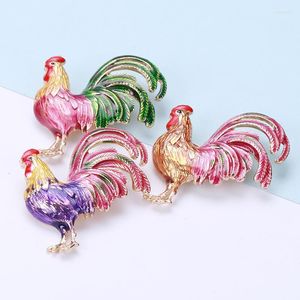 Broschen Großer Schwanz Hahn Hahn Für Frauen Unisex 3-farbige Emaille Tier Huhn Party Büro Tägliche Kleidung Mantel Schmuck Geschenke