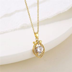 Hänge halsband zirkon kristallvatten droppe rostfritt stål för kvinnor koreanska mode klavikelkedja smycken kvinnlig halsgåva