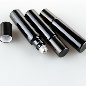 5 ml 10 ml czarnego olejku na eteryczne Black Roll na fiolkach z stalową metalową kulą wałkową do perfum Szybka wysyłka F438 OUQXE