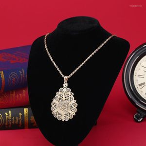 Pendant Necklaces Fashion Algerian Women's Clothing Everything Vintage Head Gold Plating Arab National Rope Chain Necklace