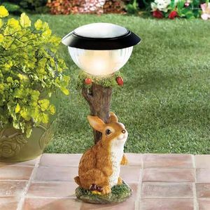 Exquisite Cartoon Animal Statue Cute Squirrel Craft Ornaments Solar Lights Emitting Figurines Gift For Home Garden Room Decor